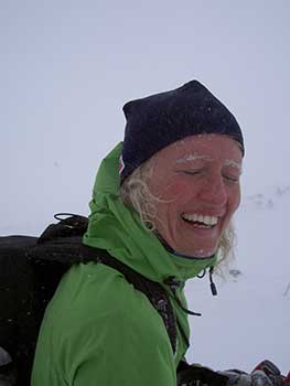 Merete etter et fall i bakken